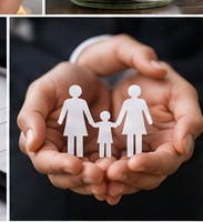 Deux mains abritant une silhouette de famille